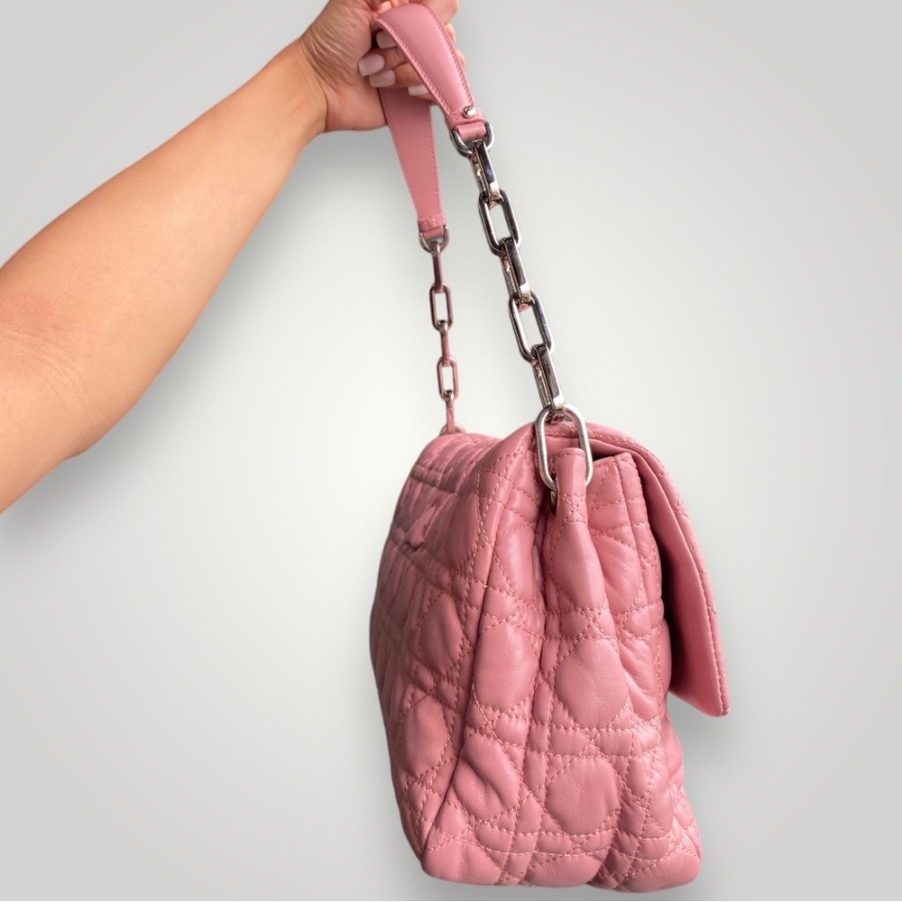 Christian Dior Pink Lambskin Leather Cannage Flap Bag - Picture 5 of 16